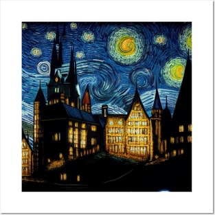 Starry Night Wizarding School Van Gogh Posters and Art